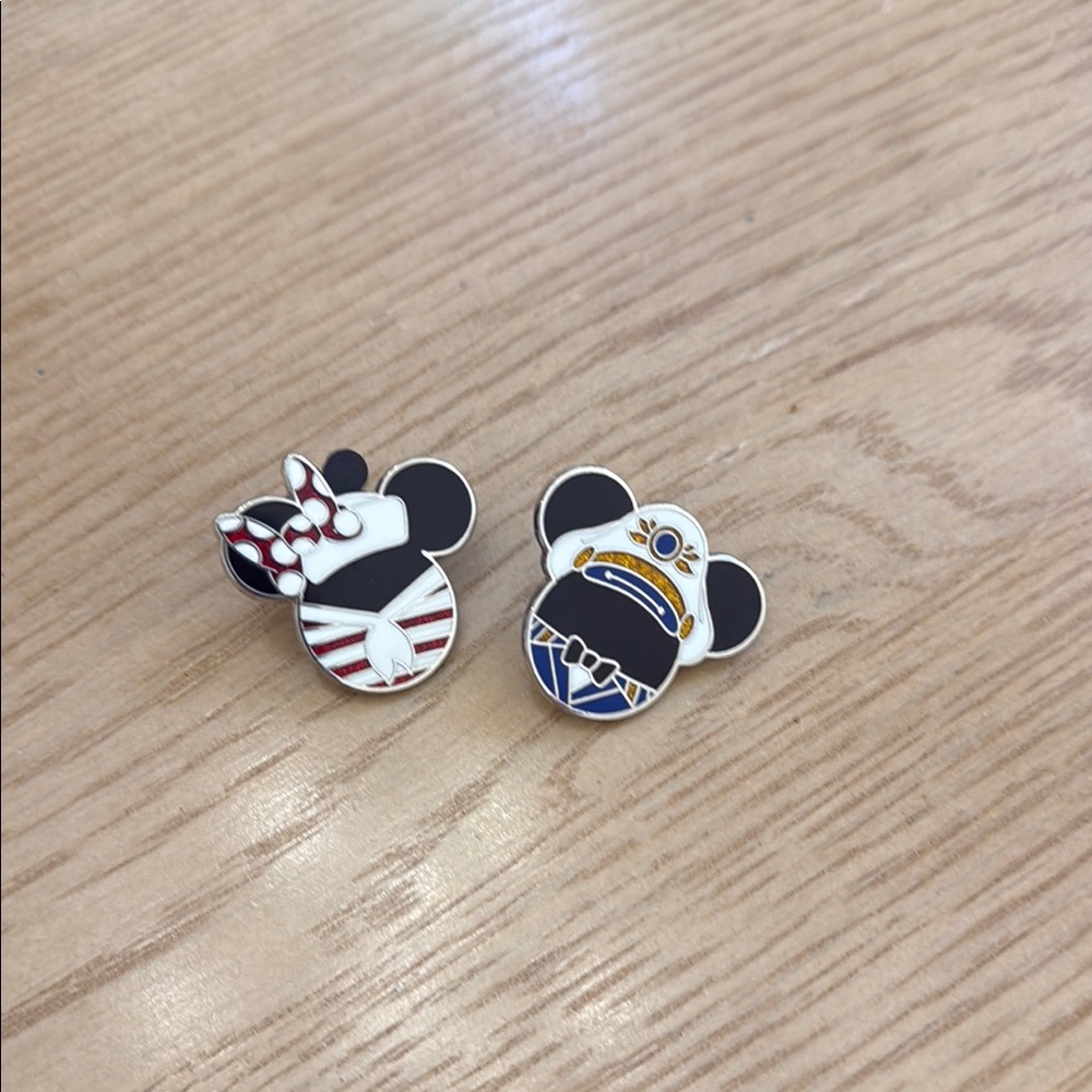 Disney Kids Minnie and Mickey Mouse Pins - Black and Blue